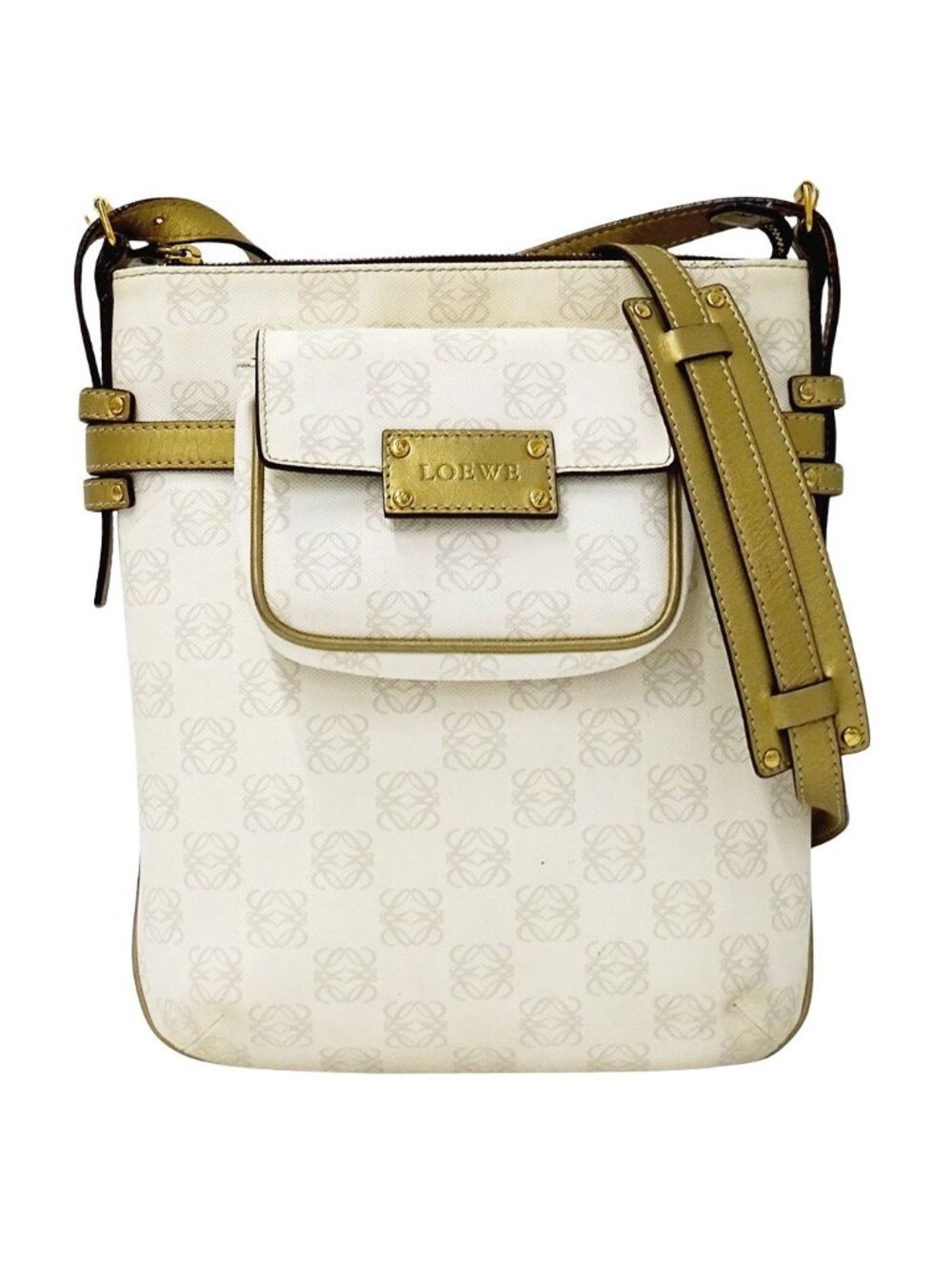 Loewe Shoulder Bag White Gold Anagram Pattern